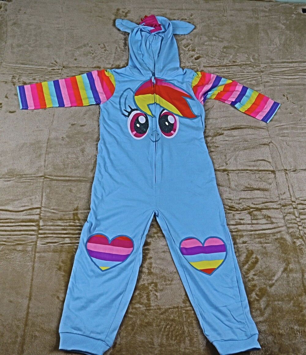 My Little Pony Rainbow Dash Costume Coverall Kids Size 4T Blue Rainbow Zippered